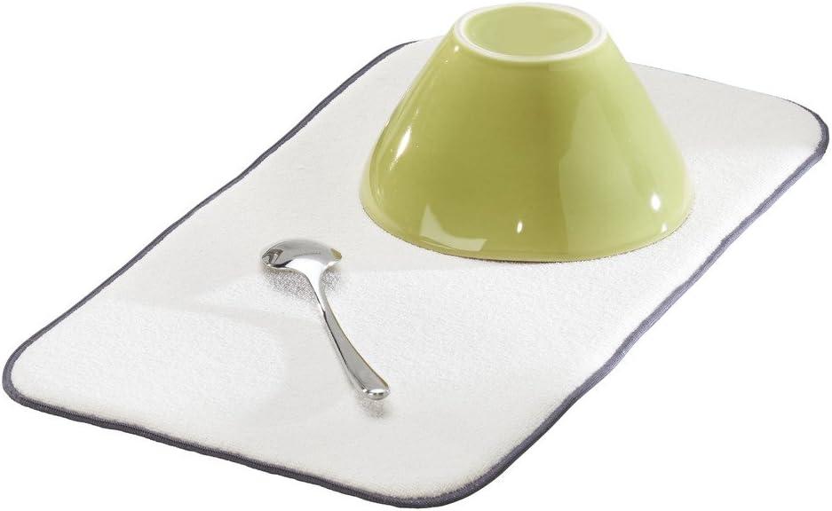 iDesign iDry Absorbent Kitchen Countertop Dish Drying Mat - 18" x 9", Mini, Pewter/Ivory