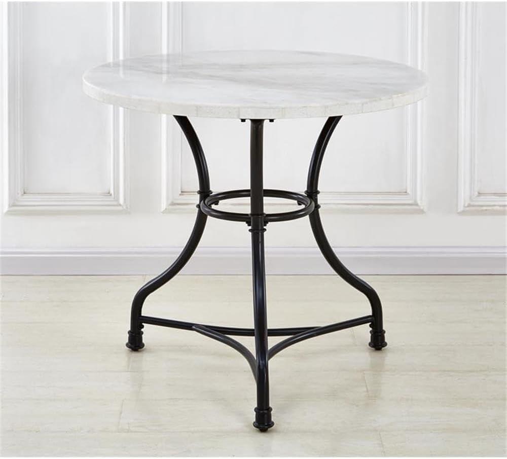 Claire Round Cafe Table White/Black - Steve Silver Co.: 34" Iron Base, Marble Top, Seats 2