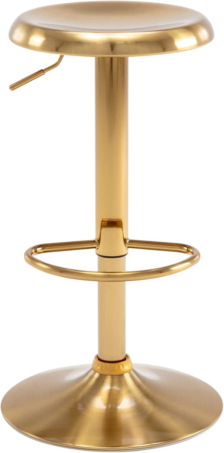 Gold Adjustable Swivel Backless Metal Bar Stool