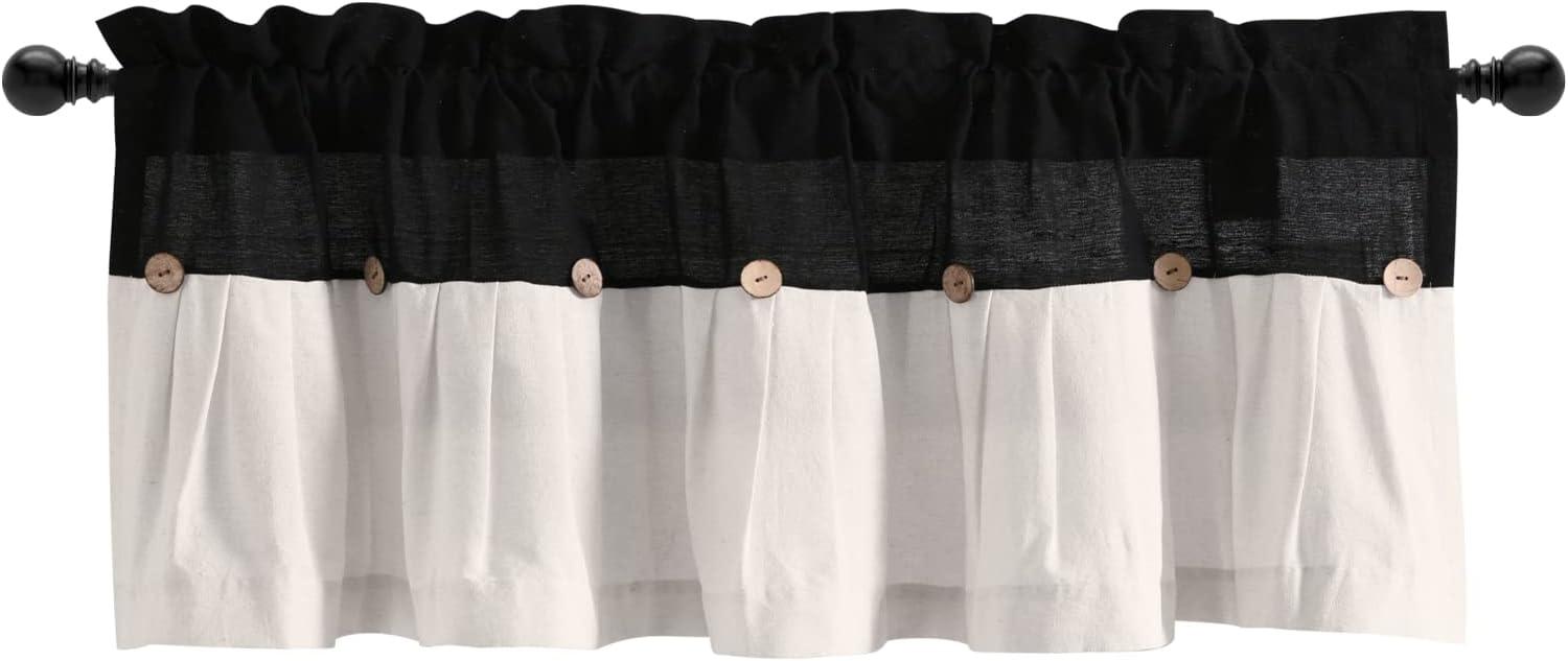 Lush Decor Linen Button Valance - Gray White