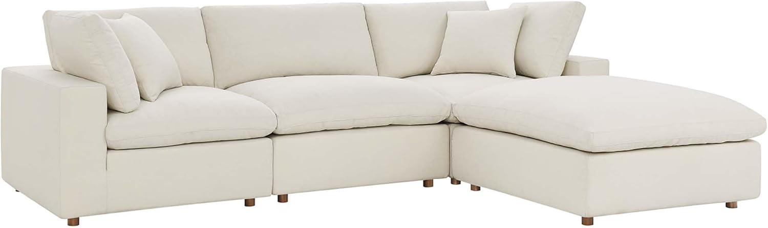 Light Beige Linen Four Piece Sectional Sofa with Down Fill