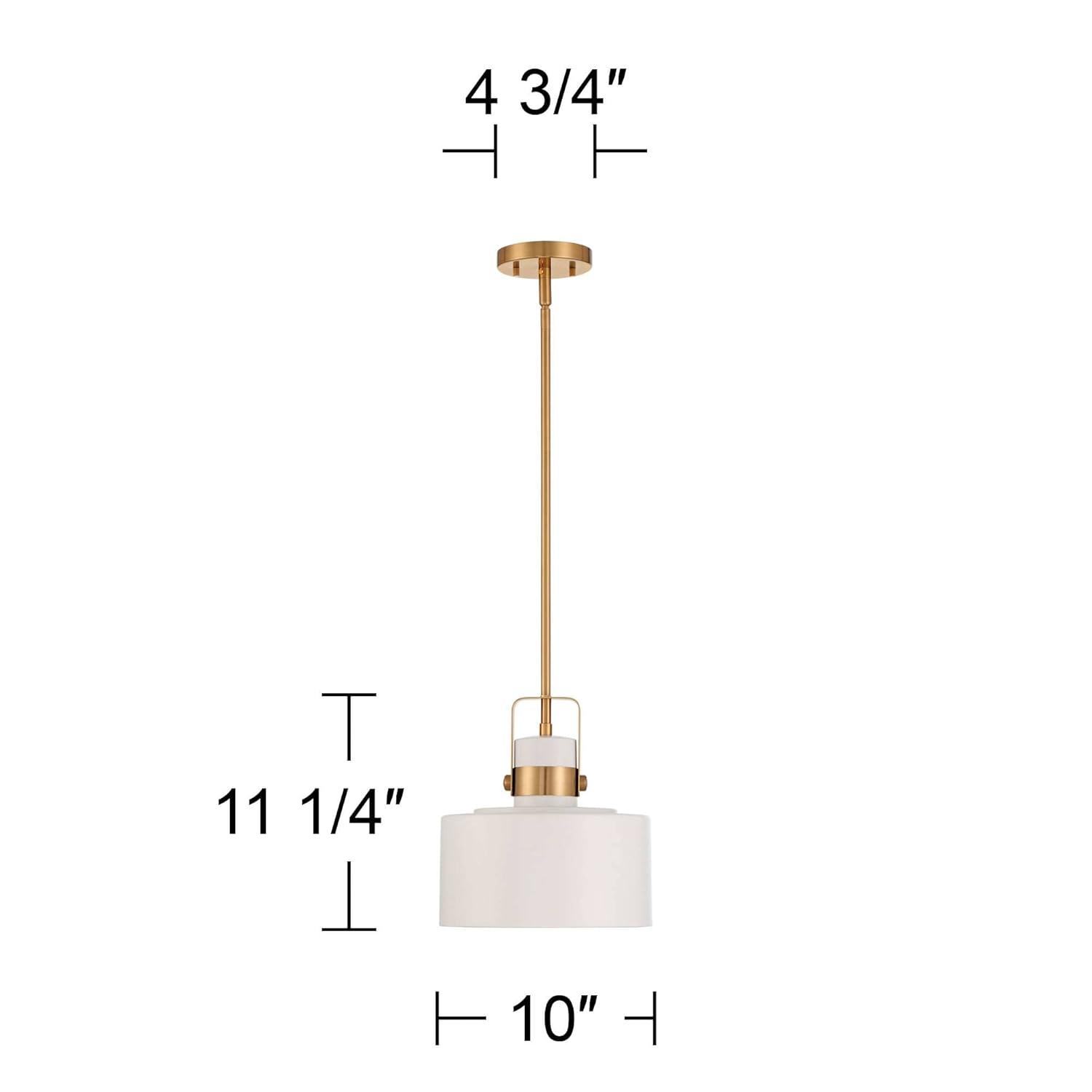Soft Gold Mini Pendant Lighting 10" Wide Modern Matte White Drum Shade Fixture for Dining Room Home Foyer Kitchen Entryway Bedroom