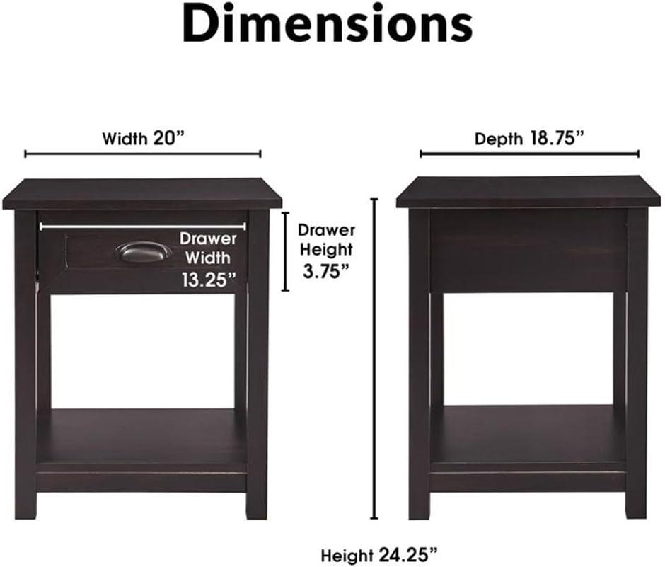 ClickDecor Bailey Wood 1-Drawer End Table