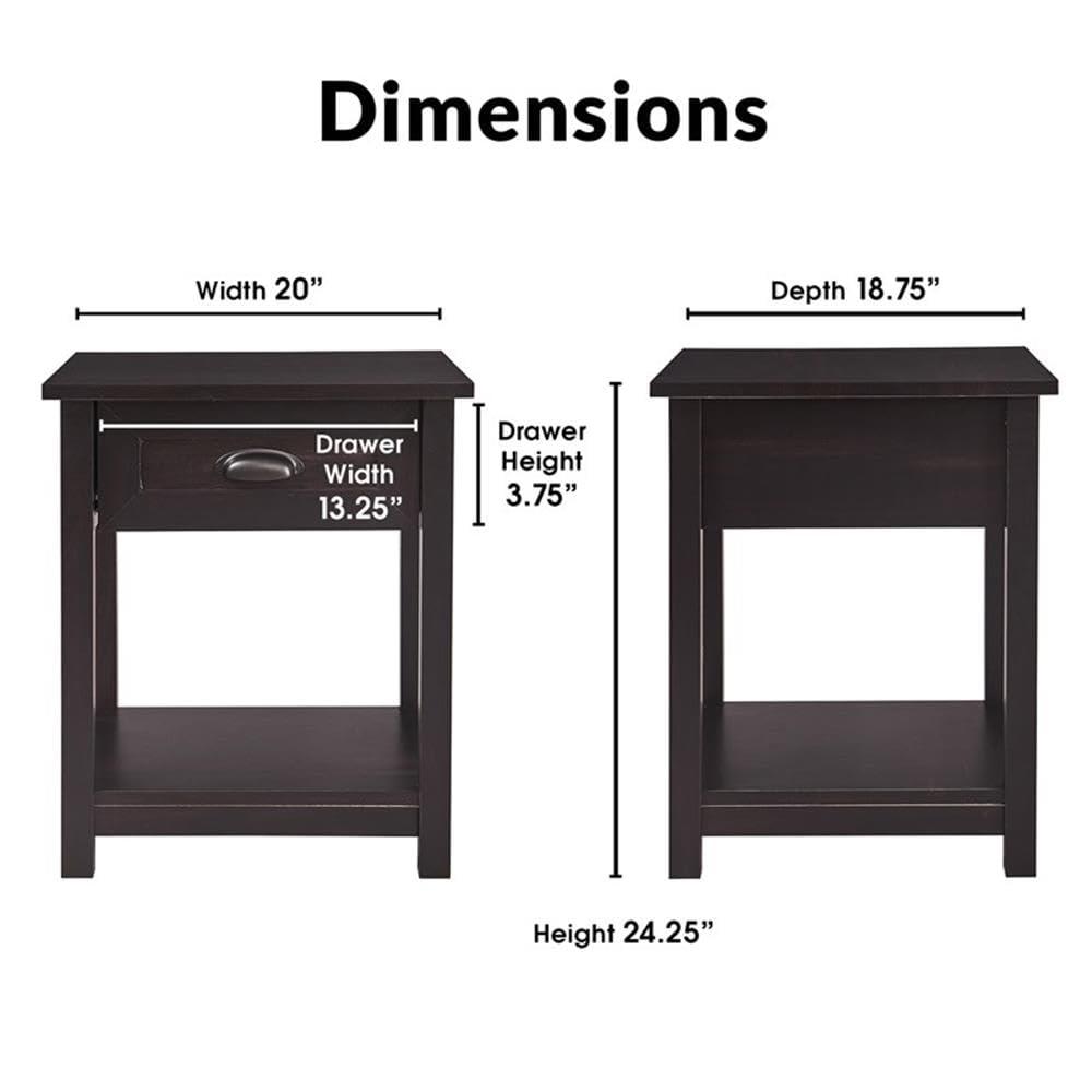 ClickDecor ClickDecor Bailey Nightstand with 1 Drawer and Display Shelf, Black