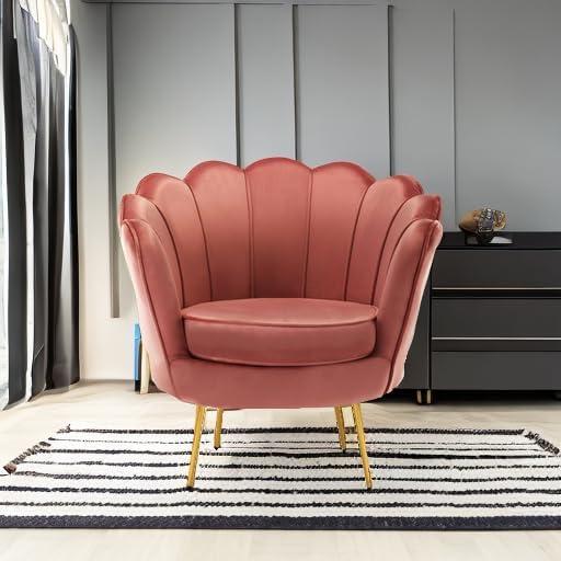 Dusty Rose Velvet Accent Chair with Gold Metal Legs