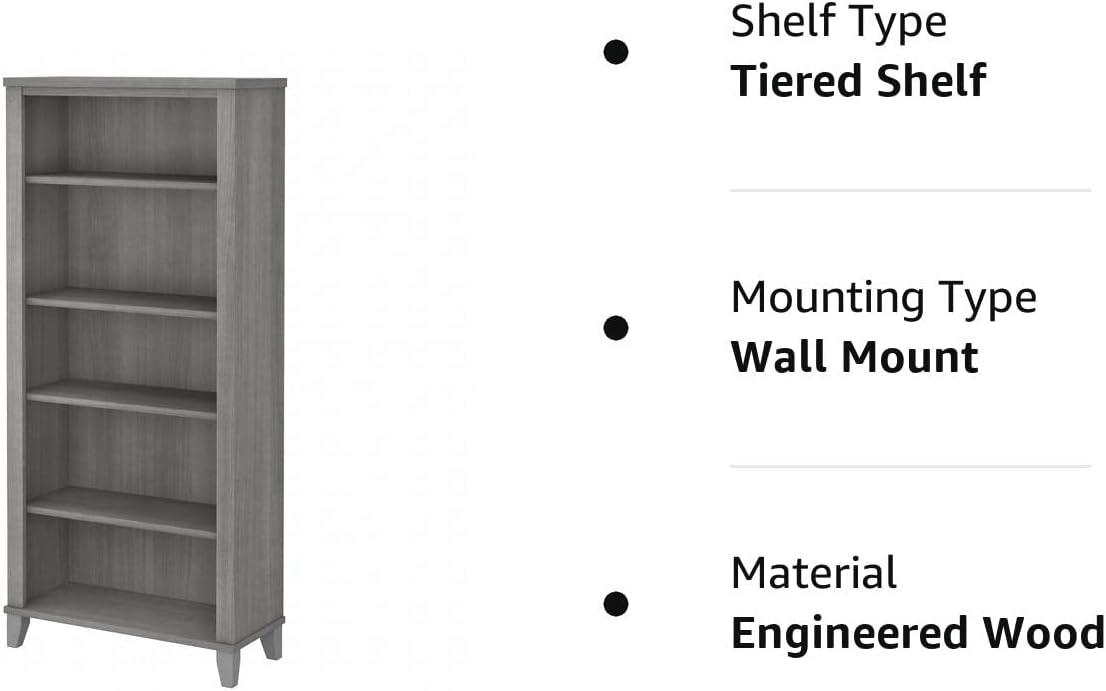 Platinum Gray 5-Shelf Adjustable Floor-Standing Bookcase