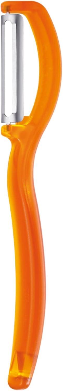 triangle Swivel Peeler, Orange - Stainless Steel Straight Twin Blade - Peels Hard-Skinned Fruits & Vegetables - Lightweight Handle - Dishwasher Safe - Made in Germany