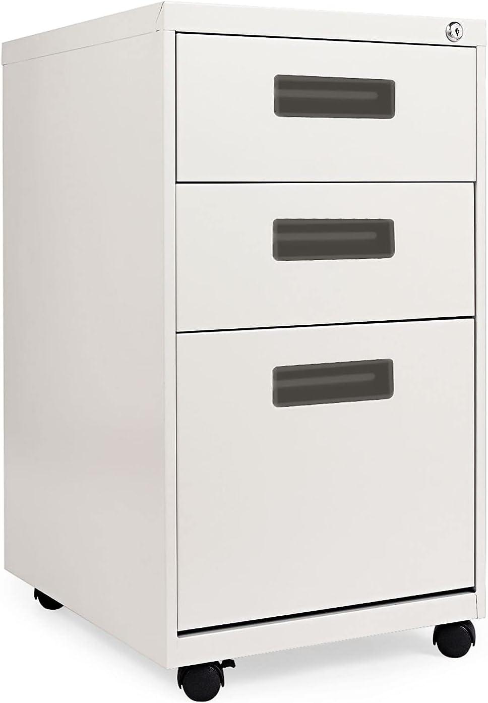 Alera 3-Drawer Mobile Pedestal File Cabinet, Light Gray