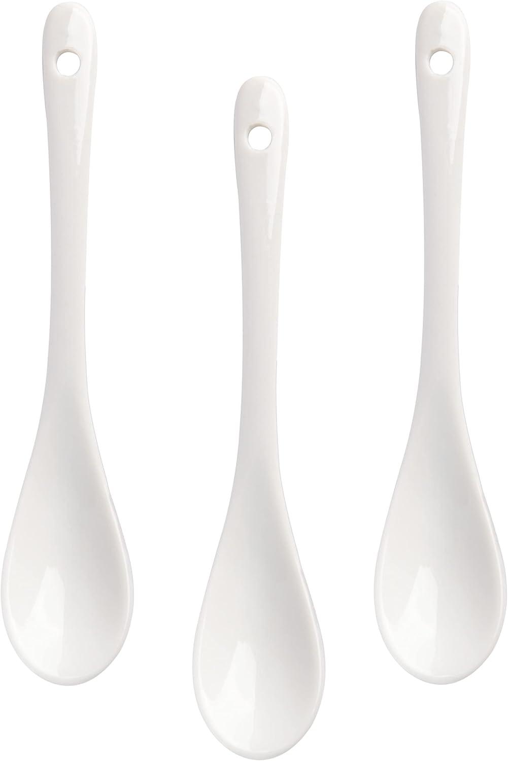 Gibson Gracious Dining 10 Piece Fine Ceramic Condiment Jars with Bamboo Lids and Spoons in White