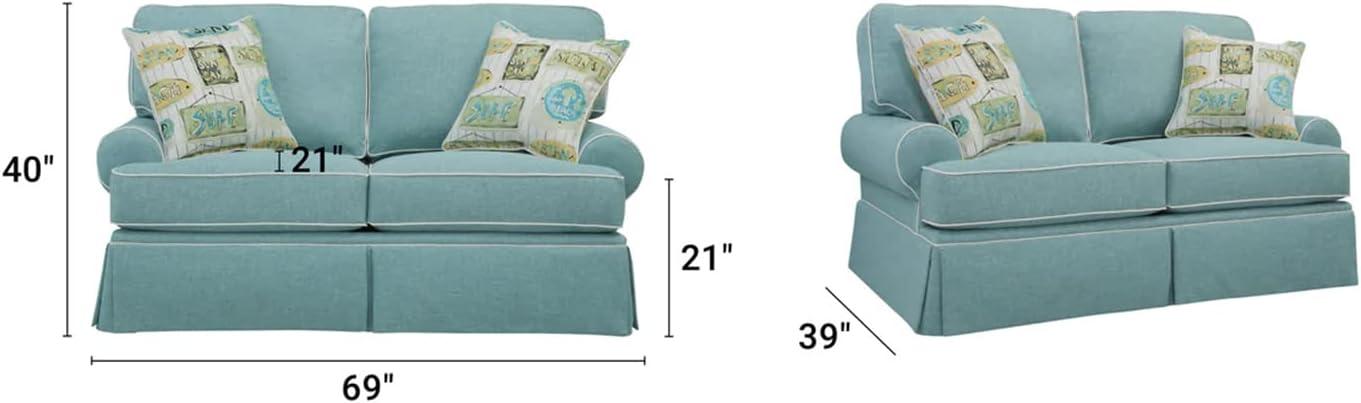 American Furniture Classics Model 8-020-S275A Coastal Aqua Series Loveseat with Four Accent Pillows