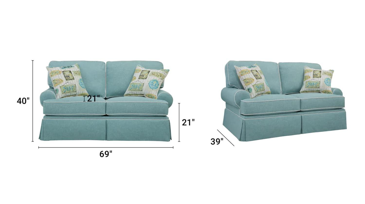 American Furniture Classics Model 8-020-S275A Coastal Aqua Series Loveseat with Four Accent Pillows