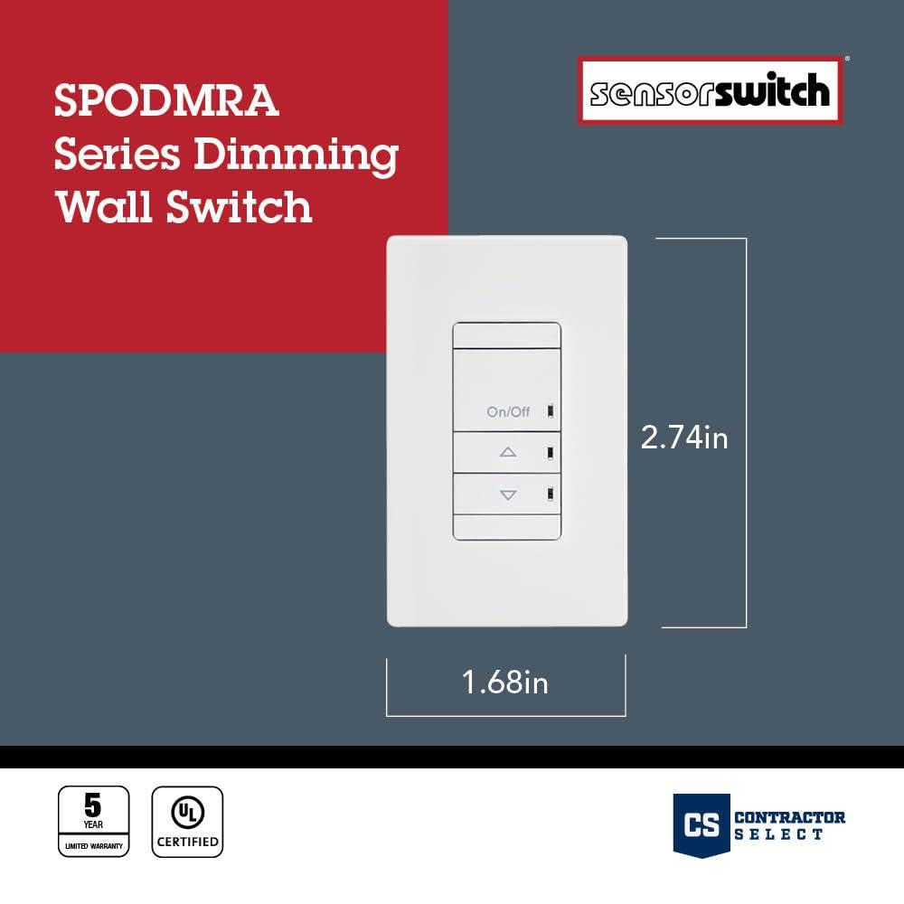 Lithonia Lighting Lighting Dimmer,3-Way Switch,120-277VAC SPODMRA MWO D WH