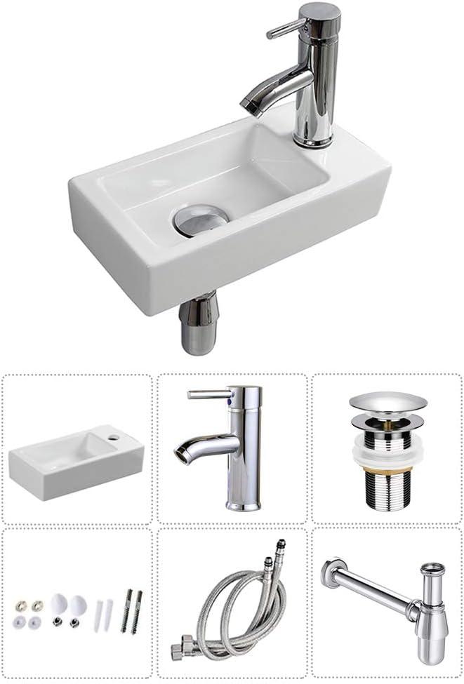 BTERAZ B07XP1R7ZZ BTERAZ 7.3'' White Ceramic Rectangular Bathroom Sink