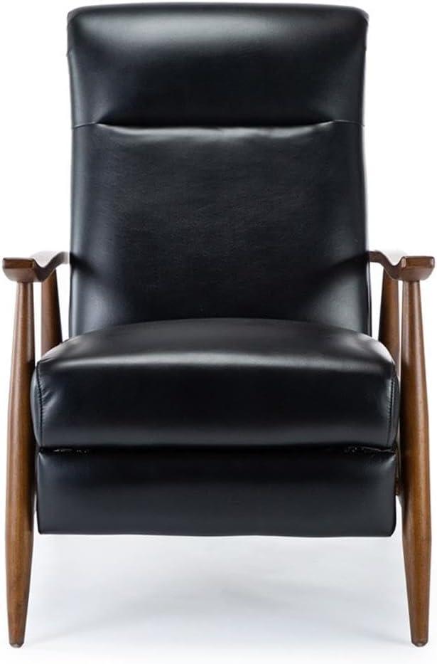 Solaris Black Faux Leather Wooden Arm Push Back Recliner Chair