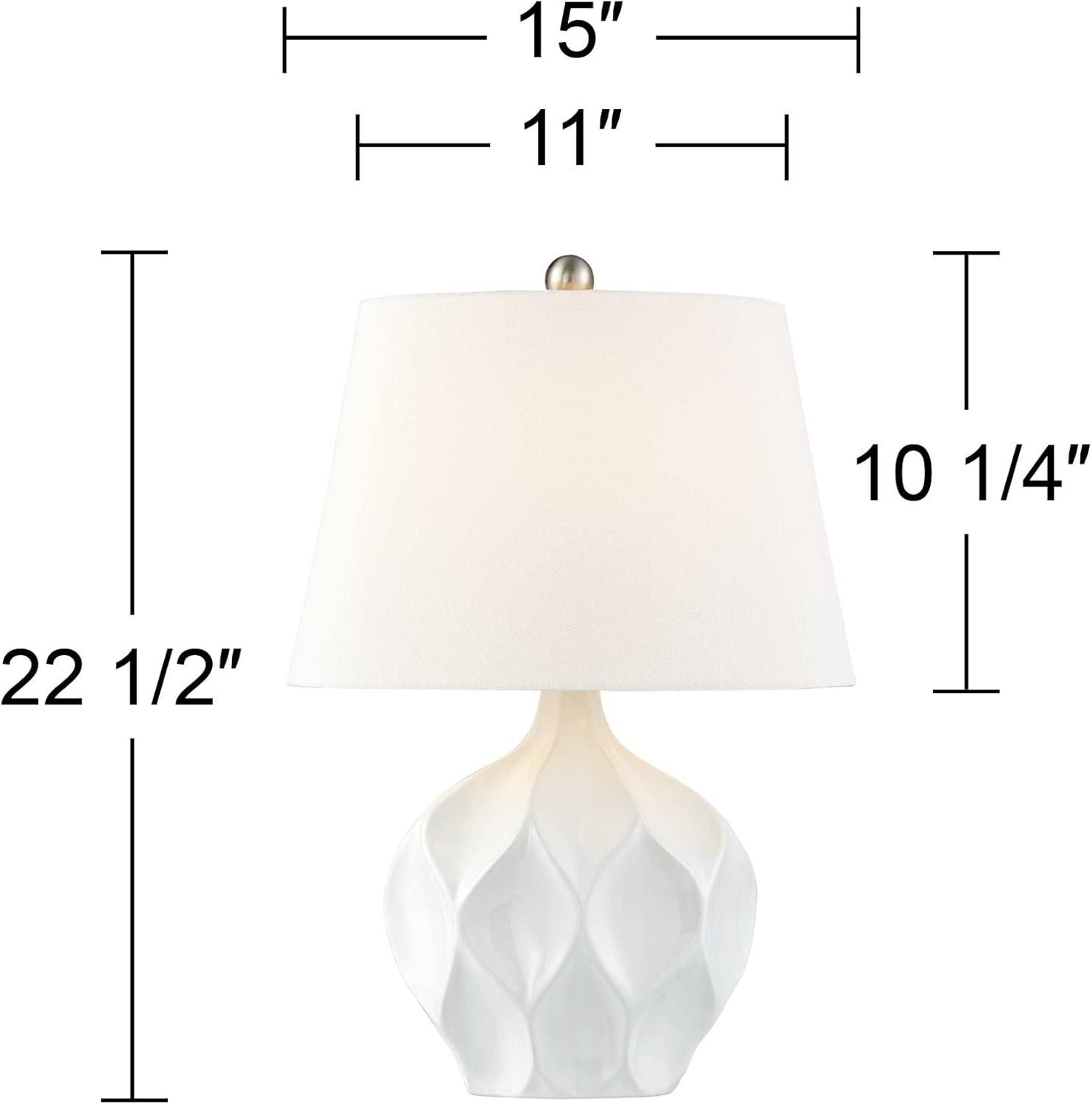 White Ceramic Geometric Mid Century Modern Table Lamp