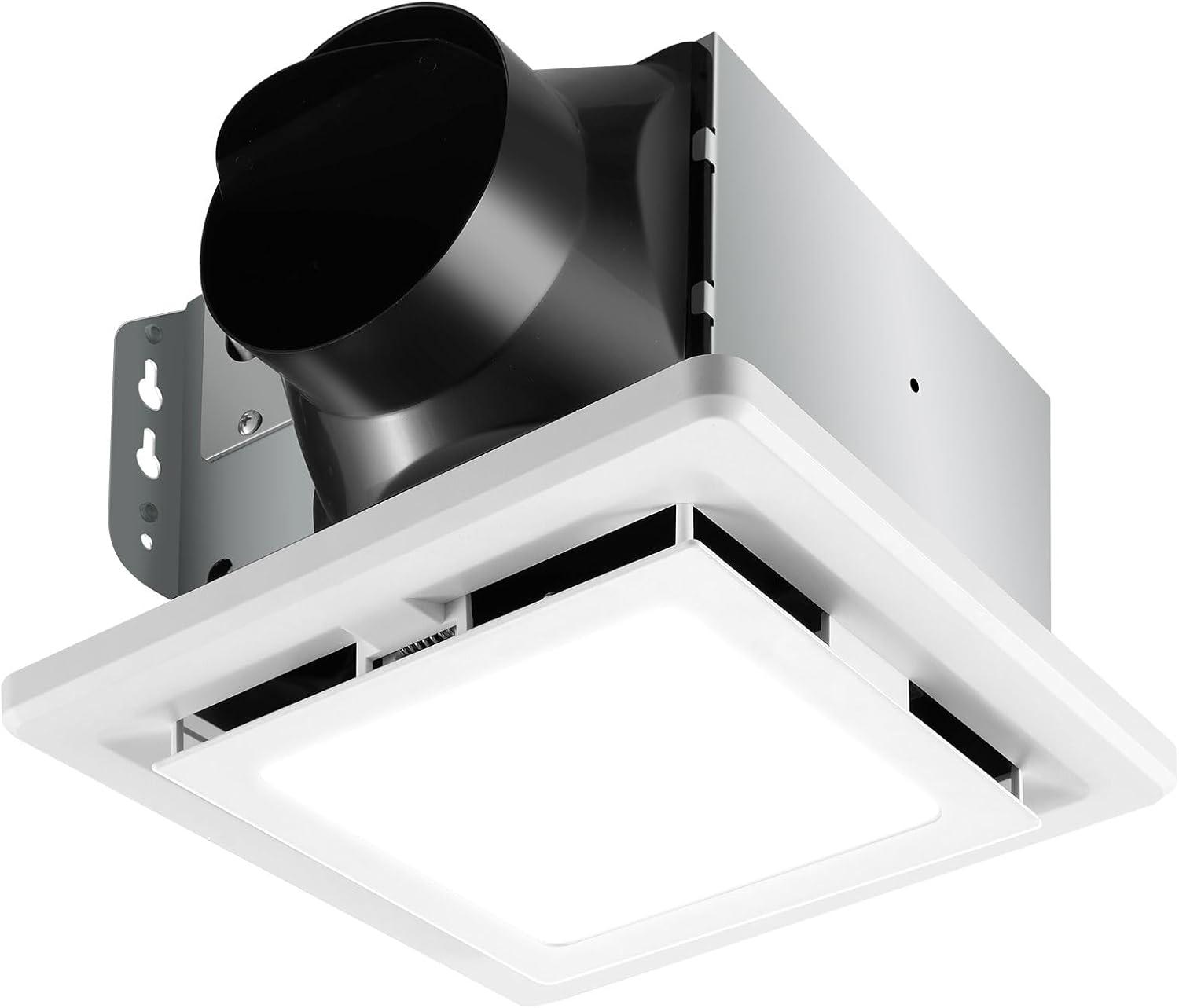 110 Cfm Quiet Bathroom Exhaust Fan With Light, 6500K 800Lm Household Ventilation Fan Light Combo, Energy Saving Ceiling Mount, Multipurpose Bath Extractor Fan, Easy To Install