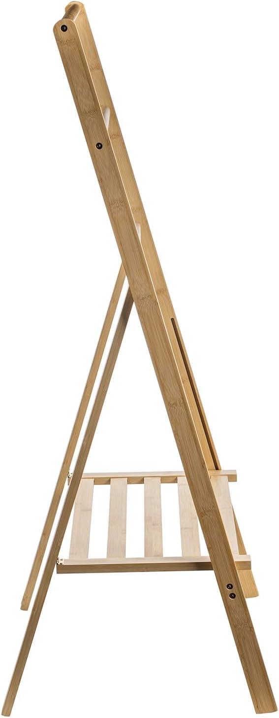 Freestanding Bamboo Folding Towel Stand with Shelf