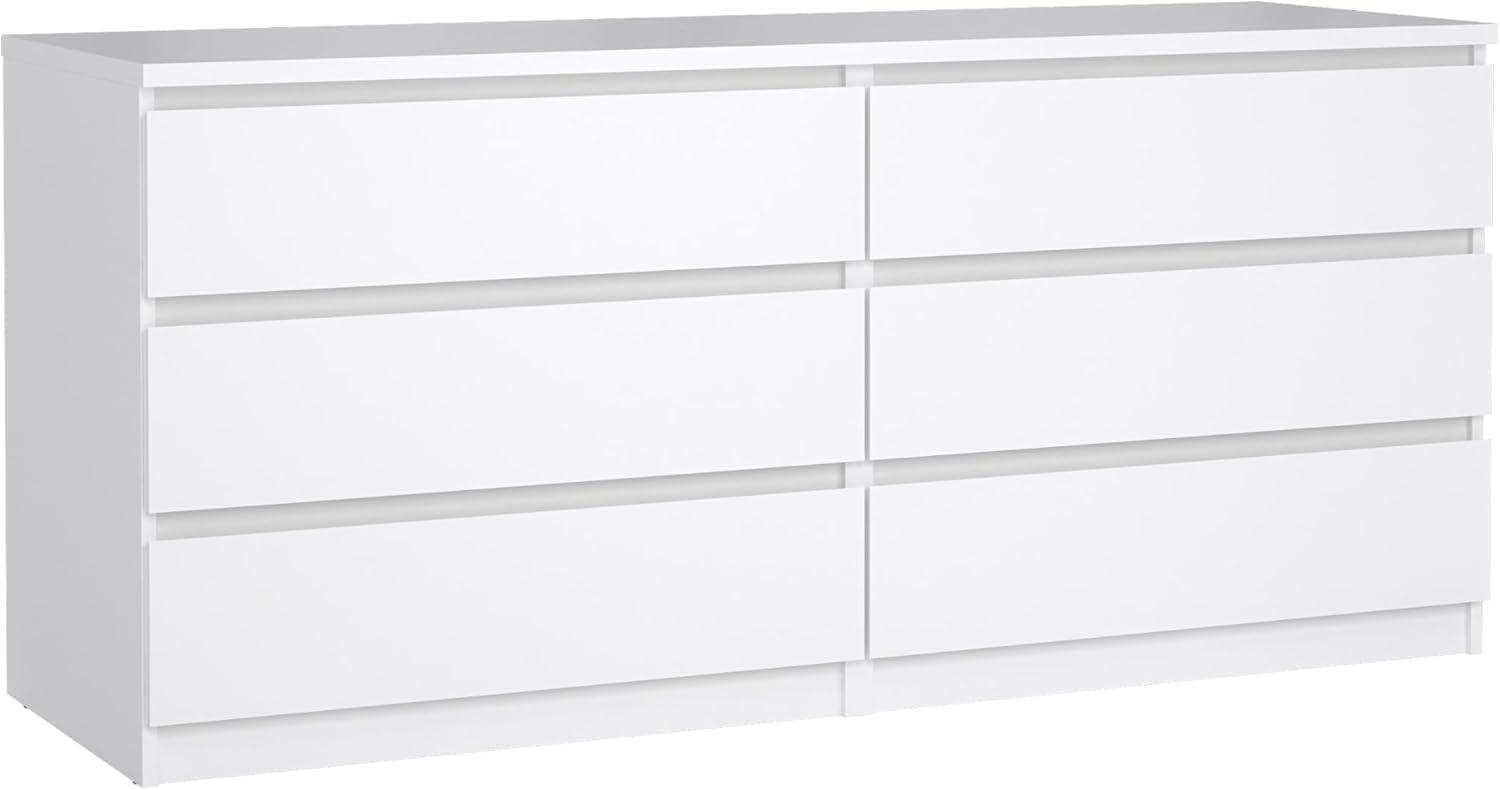 Sleek White High Gloss 6-Drawer Modern Double Dresser