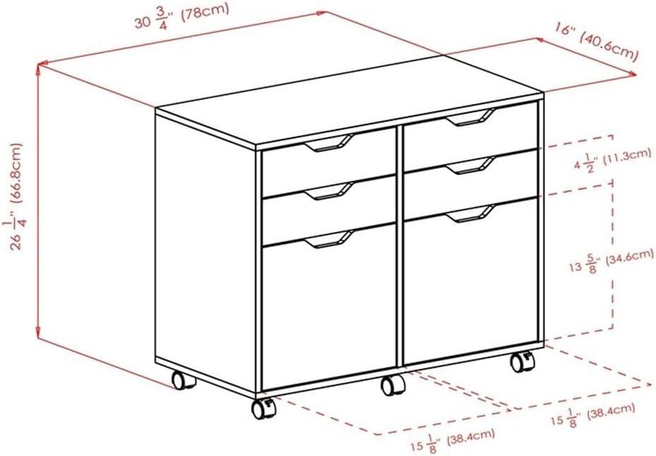 Halifax 2 Sections Mobile Storage Cabinet Black - Winsome: Wheeled Organizer with Locking Casters