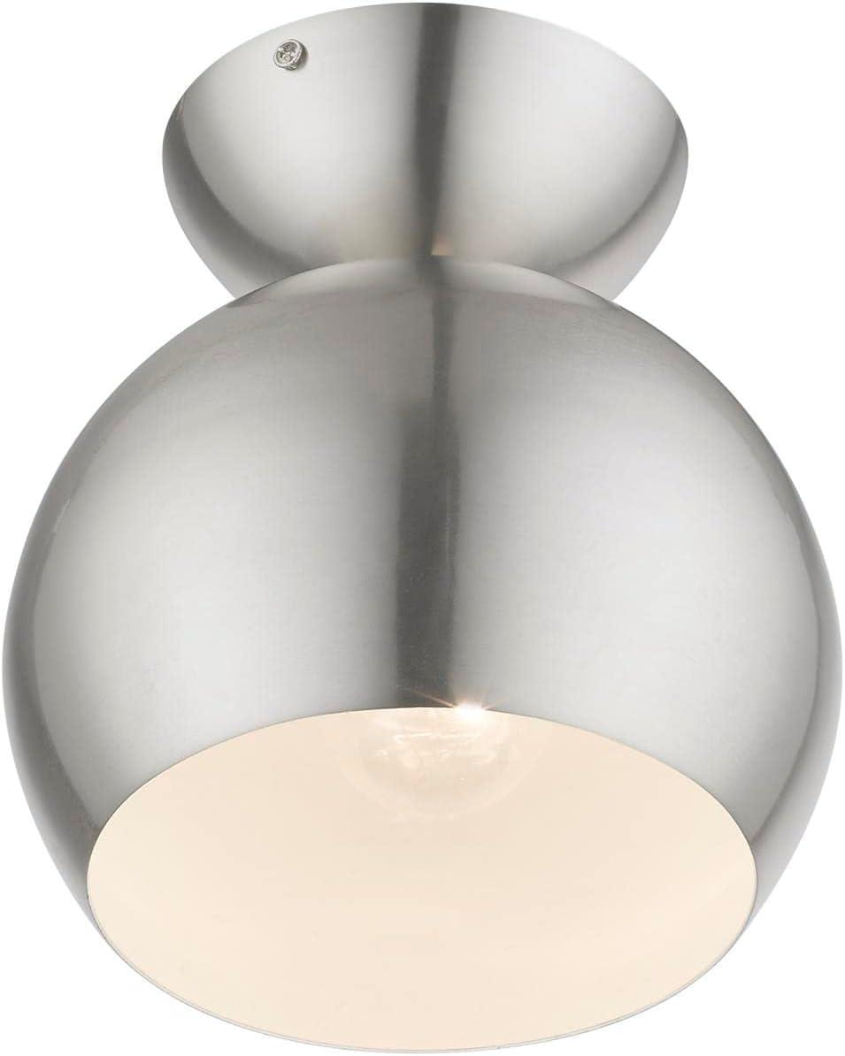 Livex Lighting Stockton 1 - Light Semi-Flush Mount in  Brushed Nickel/Polished Chrome