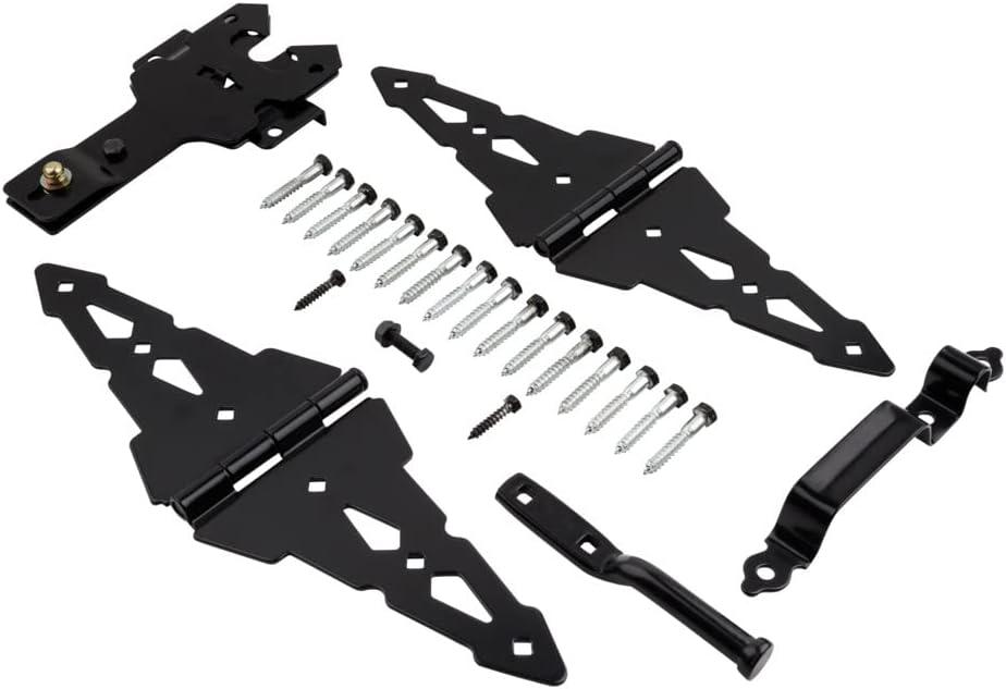 Black Heavy Duty Gate Kit with Strap Hinges and Latch