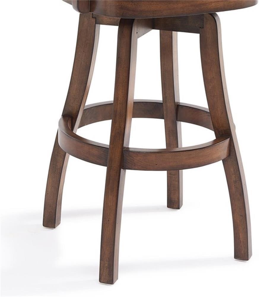 Raleigh Arm 26" Counter Height Swivel Wood Barstool in Chestnut Finish and Kahlua Faux Leather