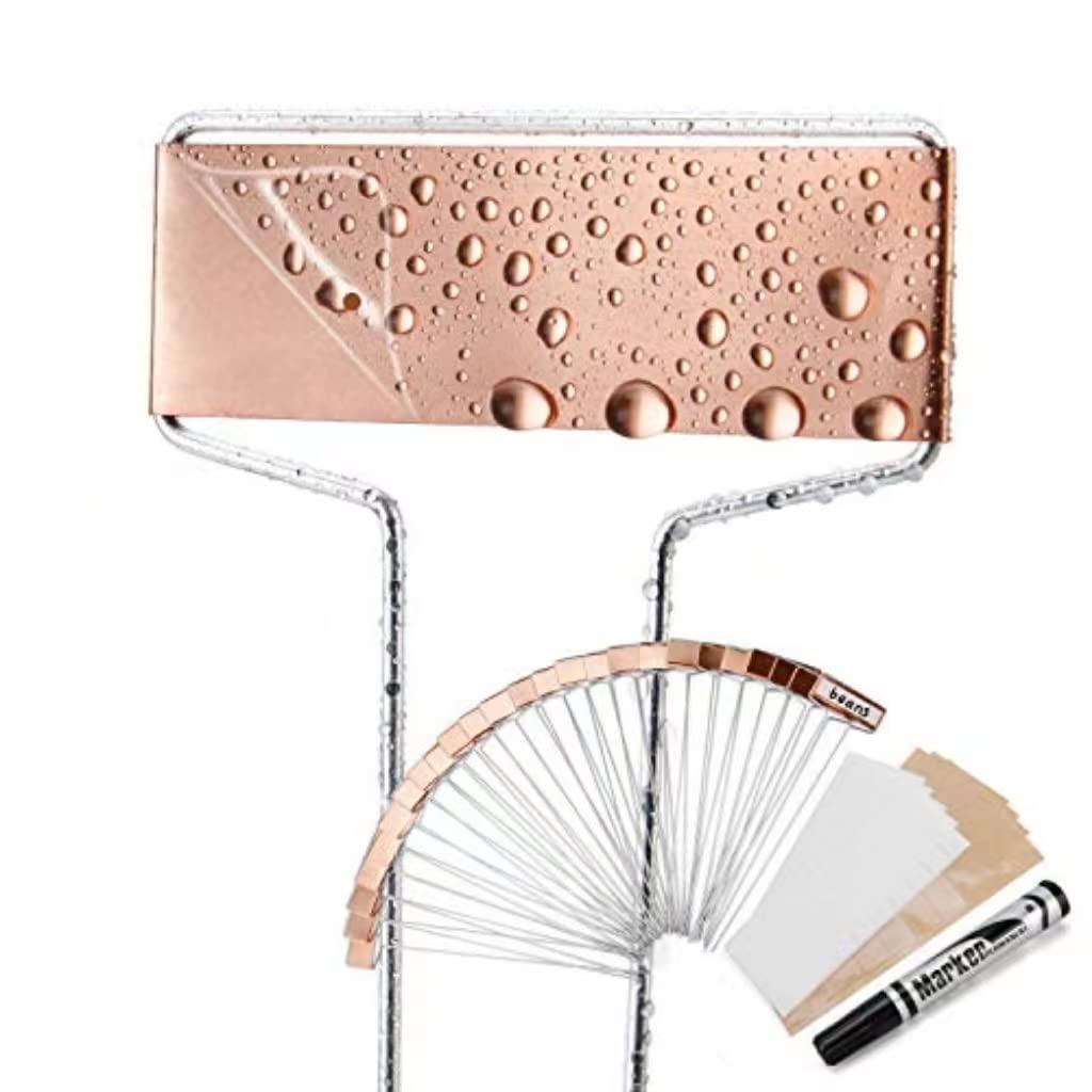 25PCS Copper Metal Plant Tags Plant Labels with 50Pcs Labels, Rainproof PET Film & Permanent Pen, 10" Weatherproof Banner Garden Markers, Marking Protection Seedling Signs Nursery Tags