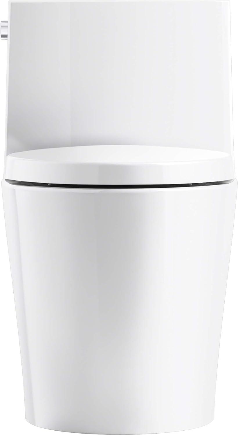 Veil White Polished Elongated Dual-Flush Free Standing Toilet