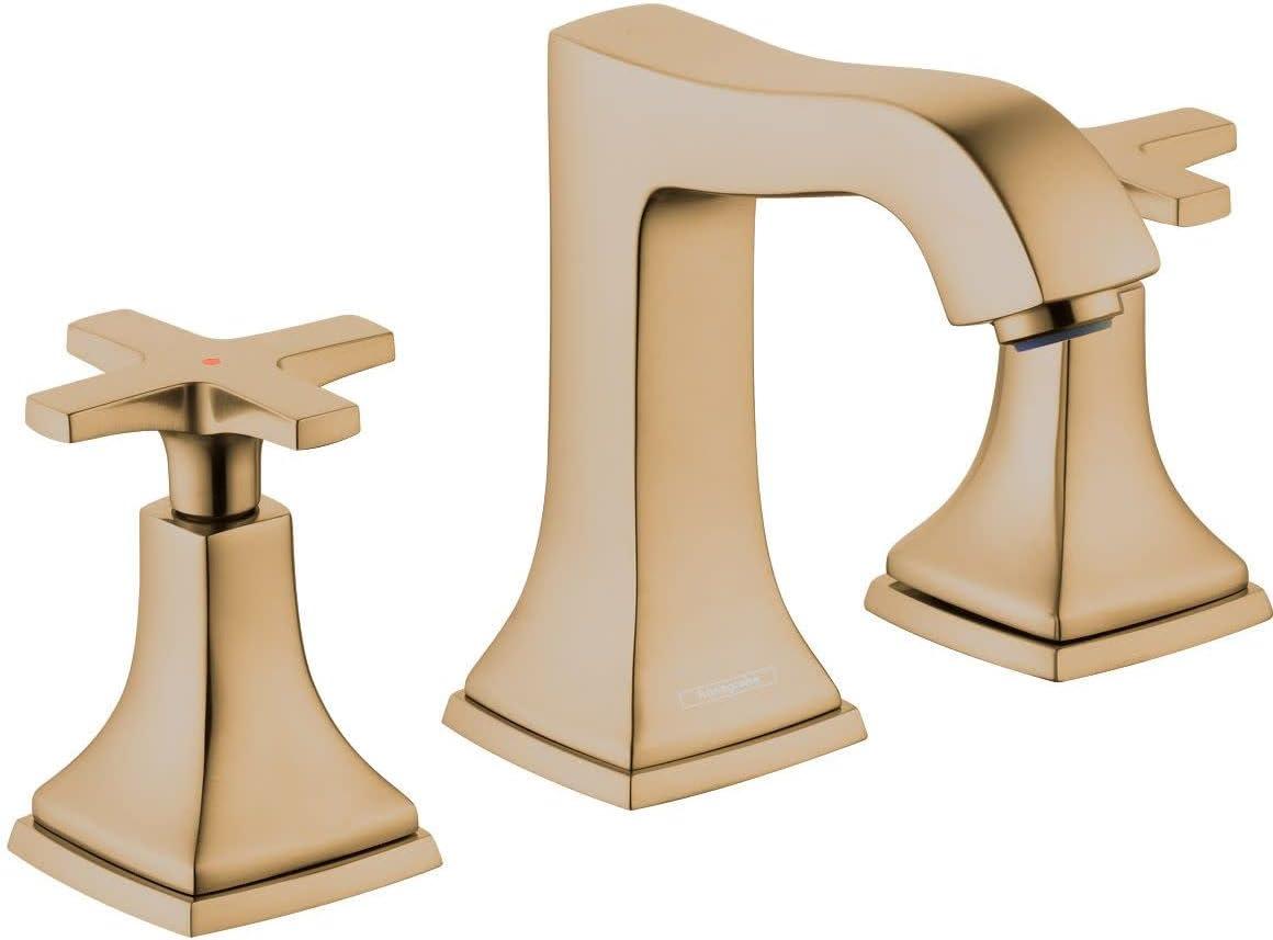 Elegant Polished Nickel Widespread Bathroom Faucet with Cross Handle