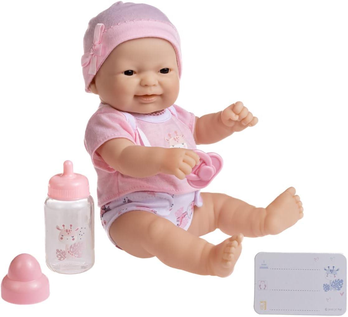 JC Toys - La Newborn Nursery | 7 Piece Doll Gift Set | 12" Life-Like Asian Doll with Accessories | Purple | Ages 2+ (18346) Pink Asian