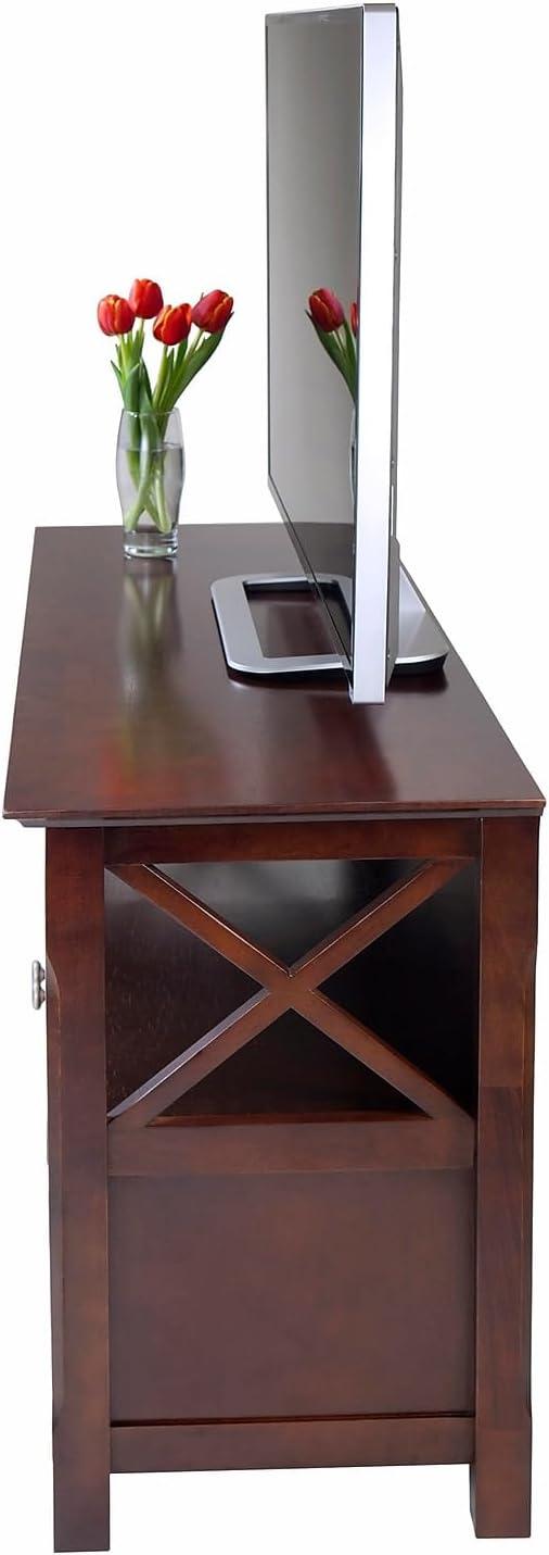 Xola TV Stand for TVs up to 40" Dark Brown - Winsome: Beveled Edges, Chrome-Finish Pulls, Media Shelf