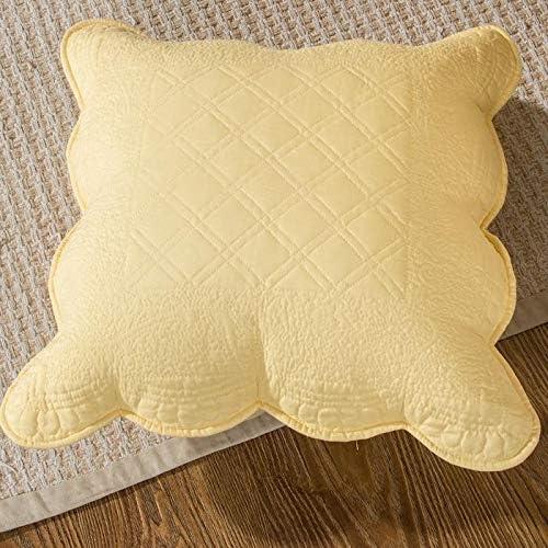 Buttercup Yellow Cotton Quilted Euro Sham with Scalloped Edges