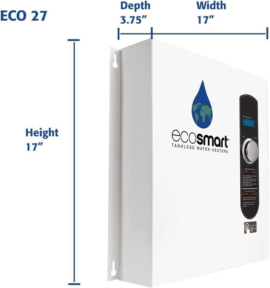 EcoSmart White Electric Tankless Water Heater with Digital Control