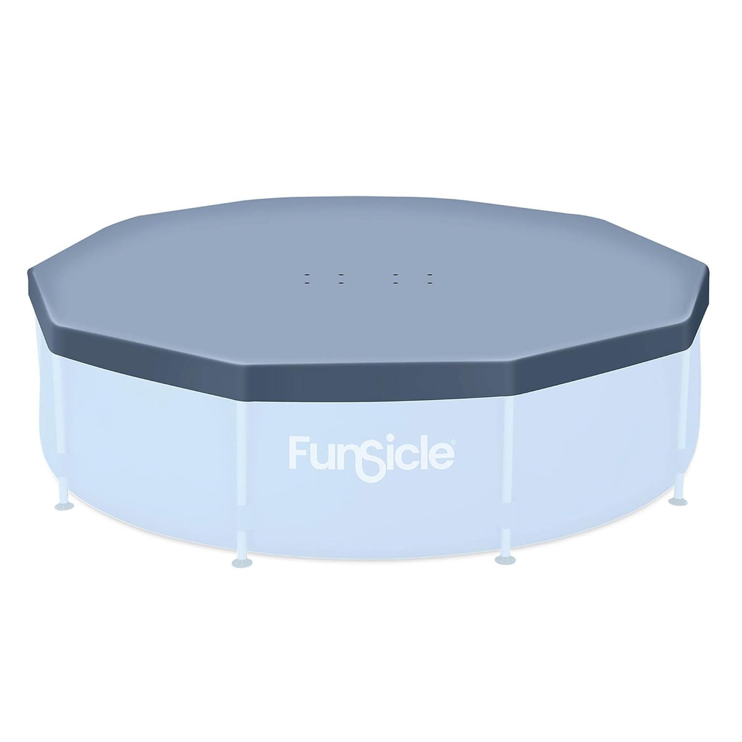 Funsicle 10' x 30" Outdoor Activity Round Metal Frame Above Ground Swimming Pool Set with 10' Secure Debris Pool Cover & SkimmerPlus Filter Pump, Blue