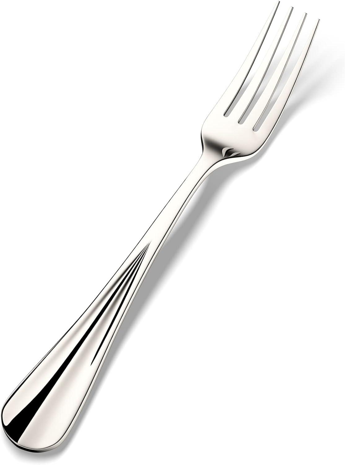 Polished Stainless Steel 8-Inch Dinner Fork Set of 12