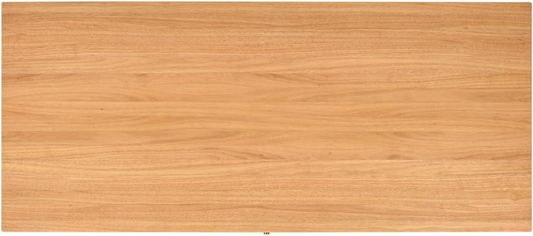 Dumont Modern Farmhouse 1-Drawer Fluted Home Office Writing Desk, Natural Blonde Solid Rubberwood & Rubberwood Veneer