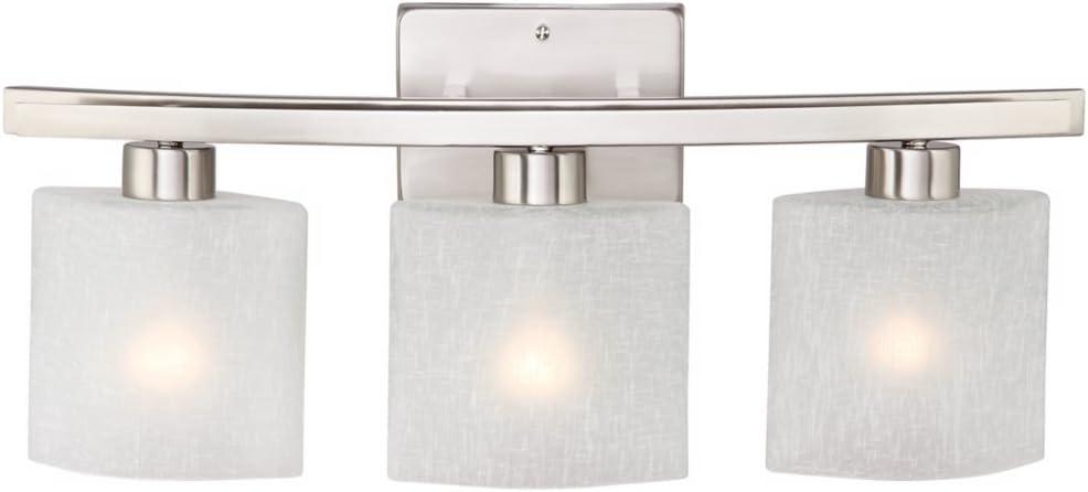 Sleek Brushed Nickel 23.5" Vanity Light with White Linen Glass