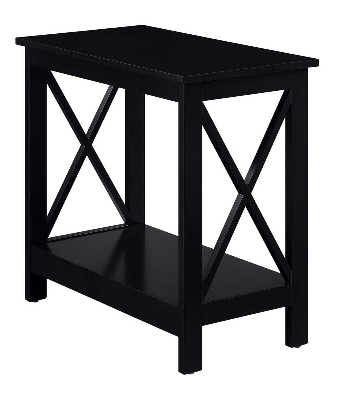 Oxford Chairside End Table with Shelf, Black