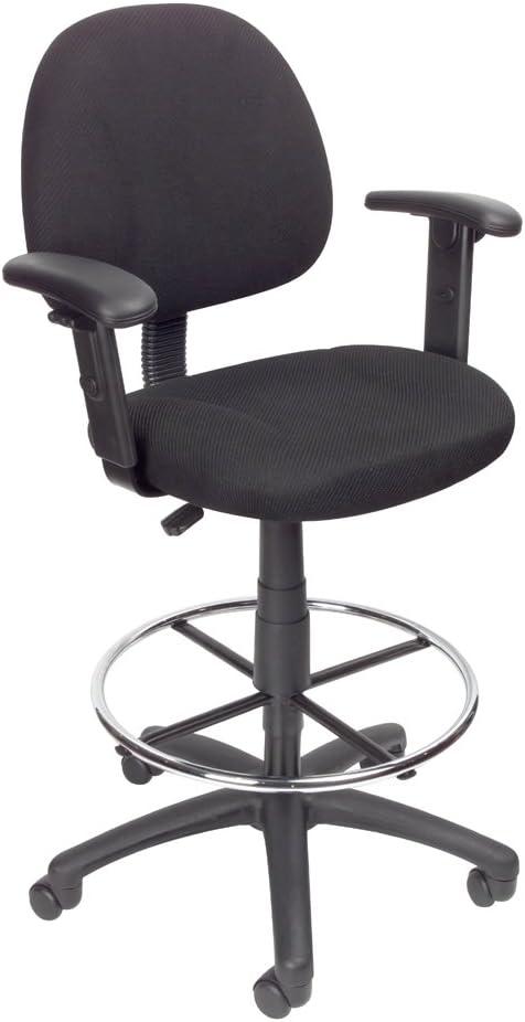 Drafting Stool with Footring and Adjustable Arms - Boss Office Products