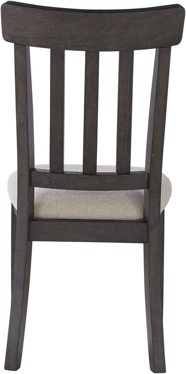 Beige Linen Upholstered Dark Brown Wood Side Chair Set