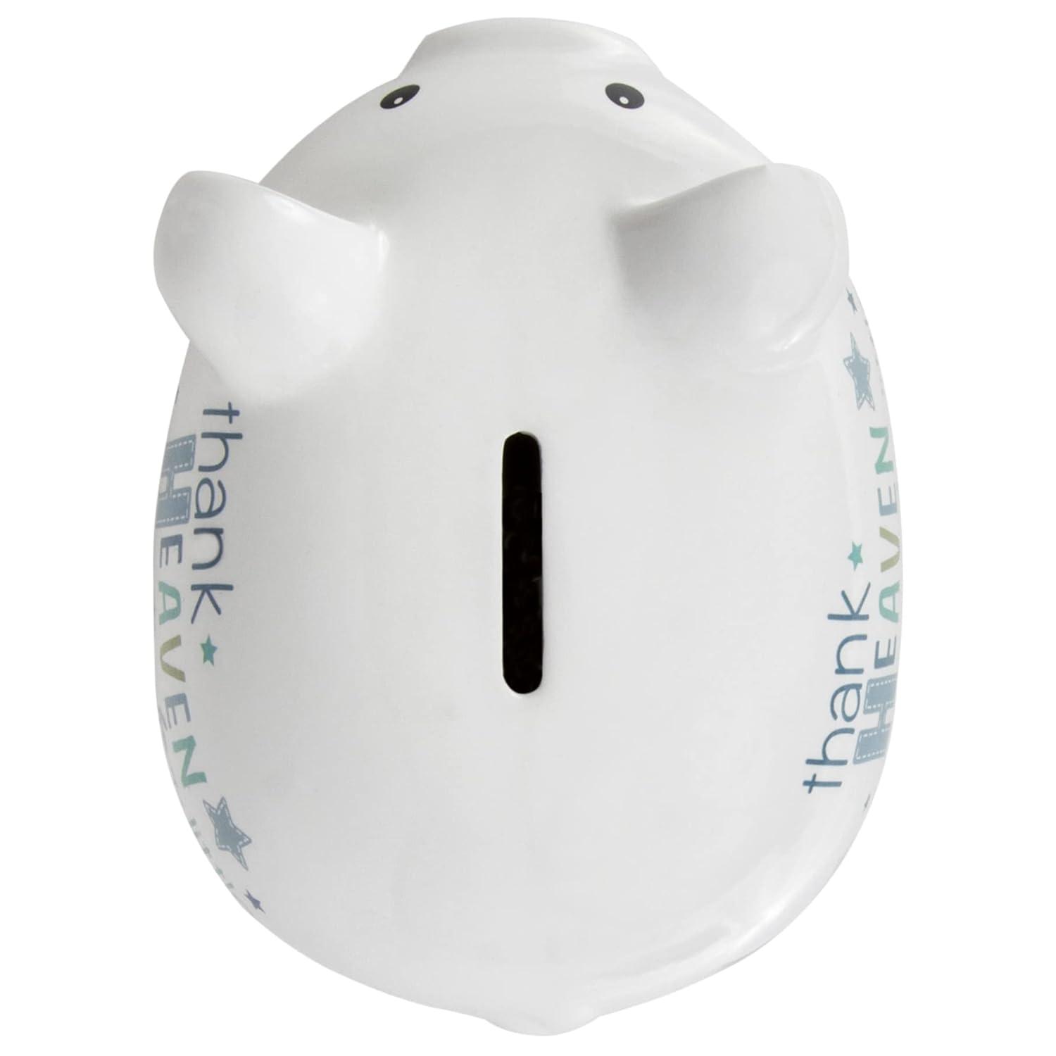 Baby Essentials My First Piggy Bank for Newborns, Infants and Toddlers in Thank Heaven Boys My First Piggy Bank