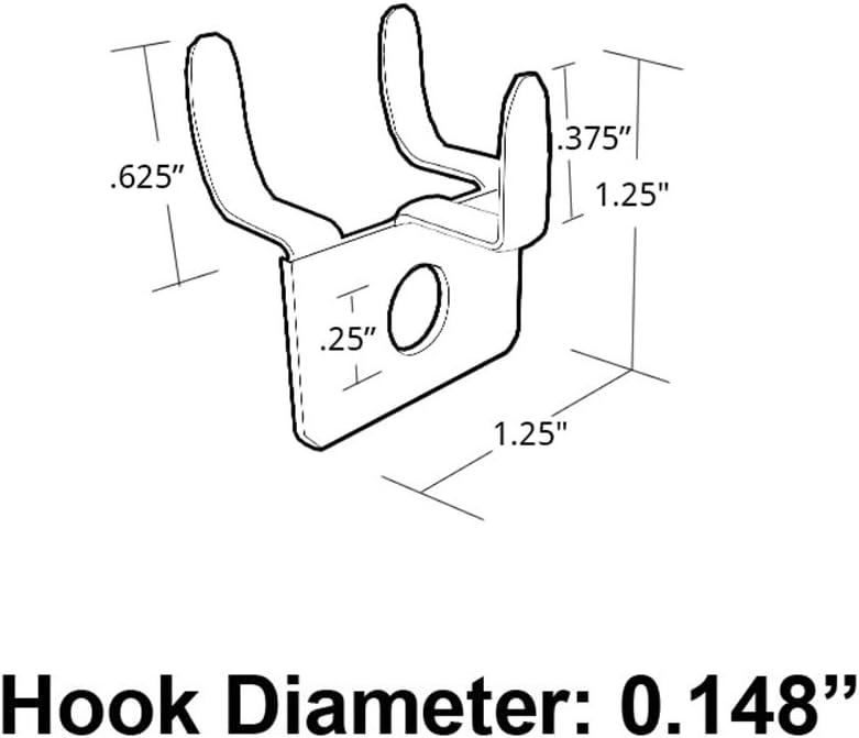 Azar Displays Metal Prong U-Hook, 20-Pack (Set of 20)
