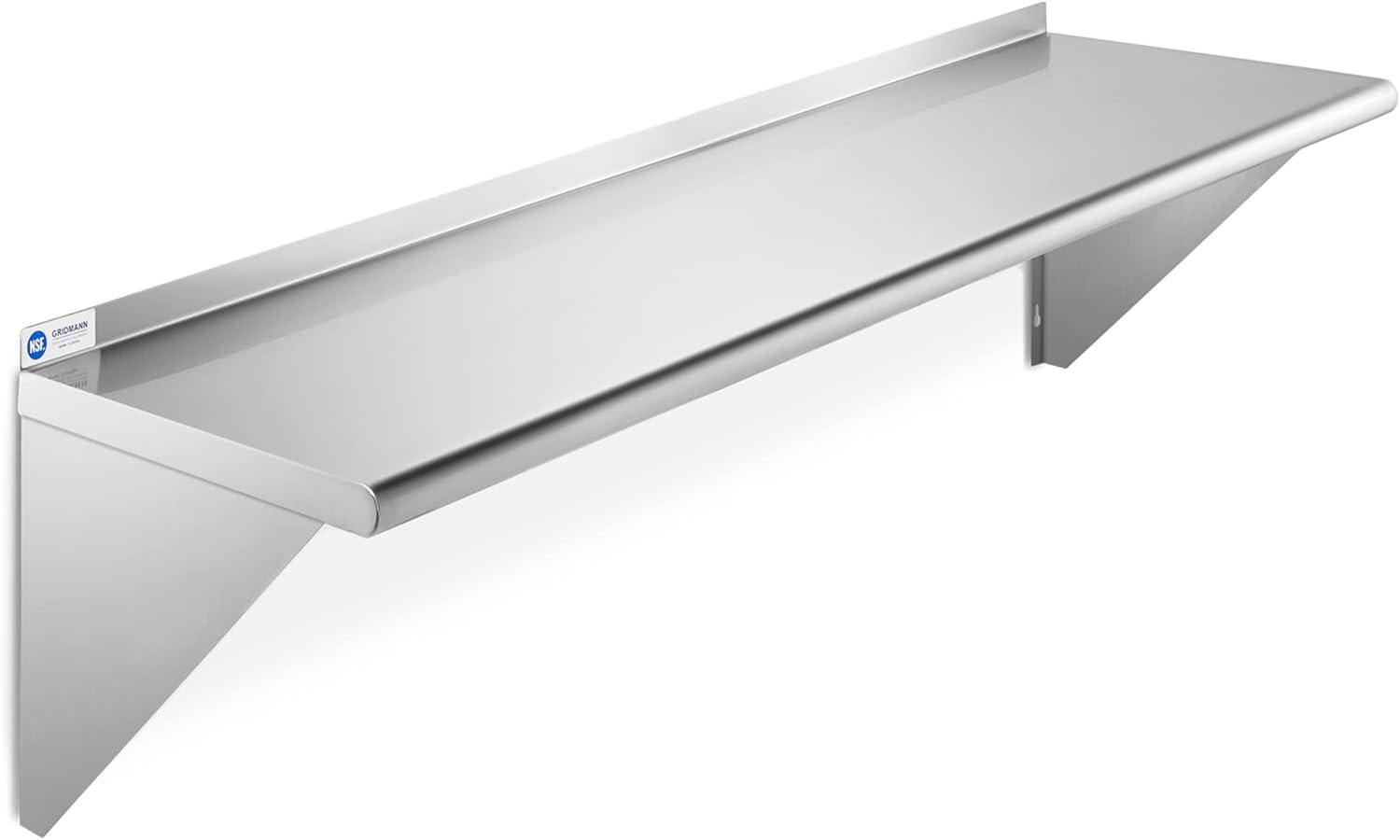 Stainless Steel 48" Wall Mount Shelf with Backsplash for Kitchen & Utility