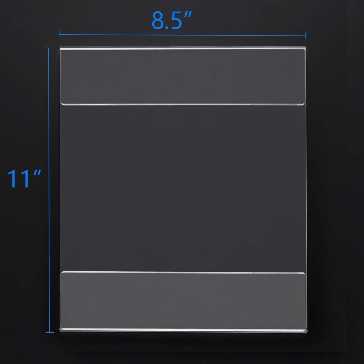 HIIMIEI Acrylic Wall Sign Holder 8.5x11 Inch Horizontal with 3M Tape, 8 1/2 x 11 Clear Plastic Plexiglass Sign Holder for Office, Home, Store, Restaurant-No Drilling(6 Pack)