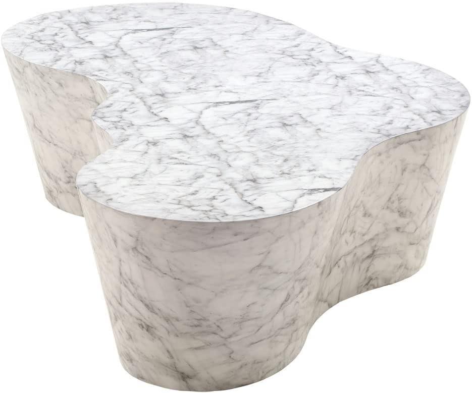 Free Form White Marble Outdoor Coffee Table