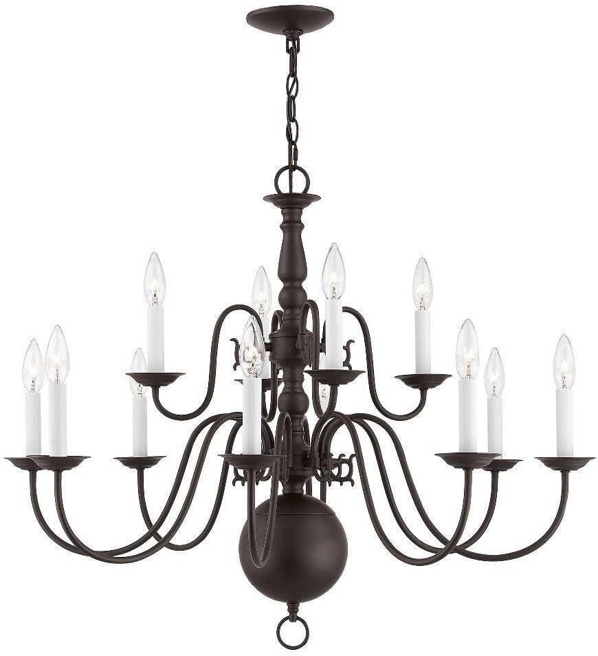 Williamsburgh Bronze 12-Light Colonial Chandelier