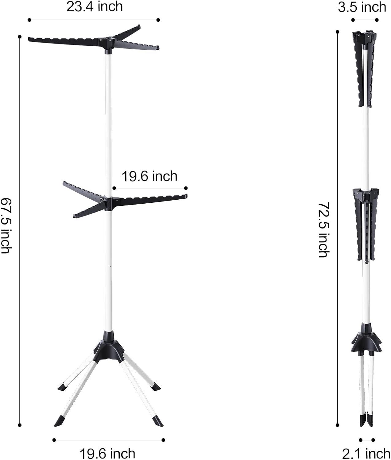 APEXCHASER 2-Tier Clothes Drying Rack, 66 - Inch Collapsible Drying Rack Clothing, 6 Staggered Arms for Clothes Rack, for 48 Pieces of Clothes (2-Tier, Black)