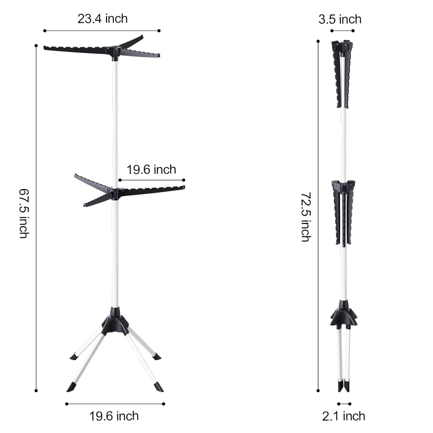APEXCHASER 2-Tier Clothes Drying Rack, 66 - Inch Collapsible Drying Rack Clothing, 6 Staggered Arms for Clothes Rack, for 48 Pieces of Clothes (2-Tier, Black)