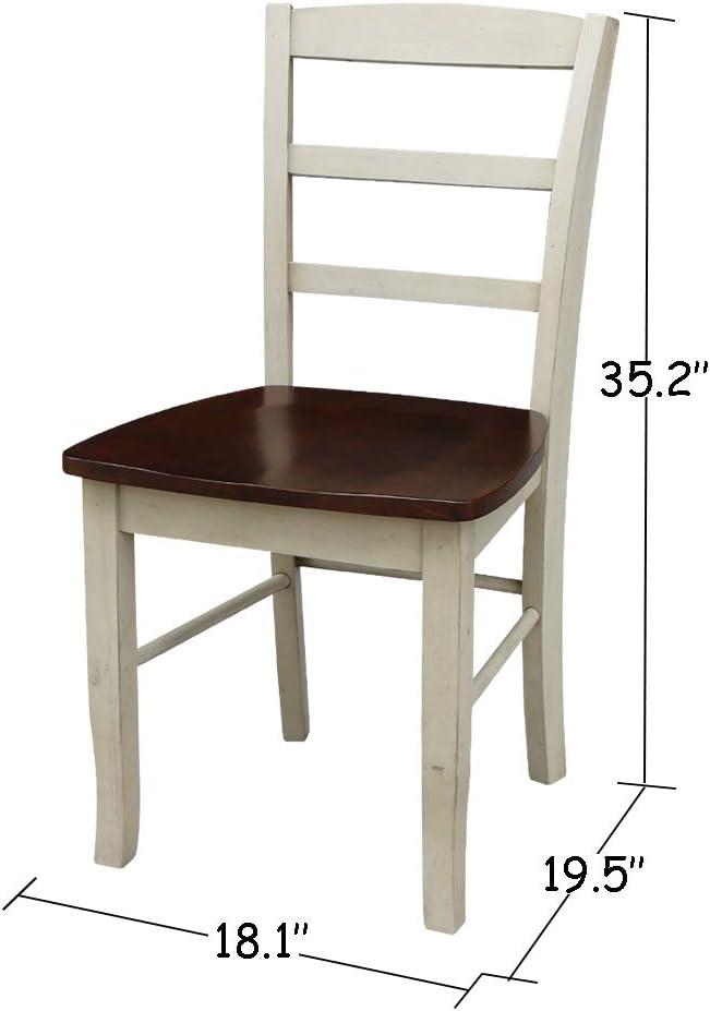 Set of 2 Madrid Ladderback Chairs Antiqued Almond/Espresso - International Concepts: Solid Wood, Unupholstered, Spot Clean