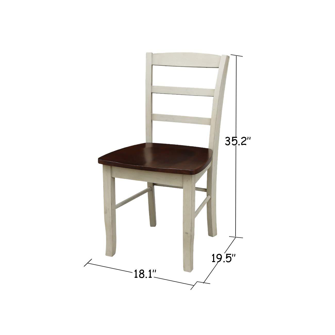 Set of 2 Madrid Ladderback Chairs Antiqued Almond/Espresso - International Concepts: Solid Wood, Unupholstered, Spot Clean